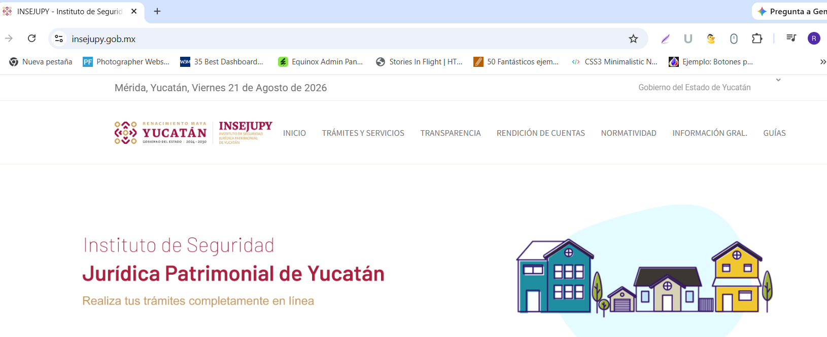 Página principal del INSEJUPY, portal oficial del Gobierno del Estado de Yucatán