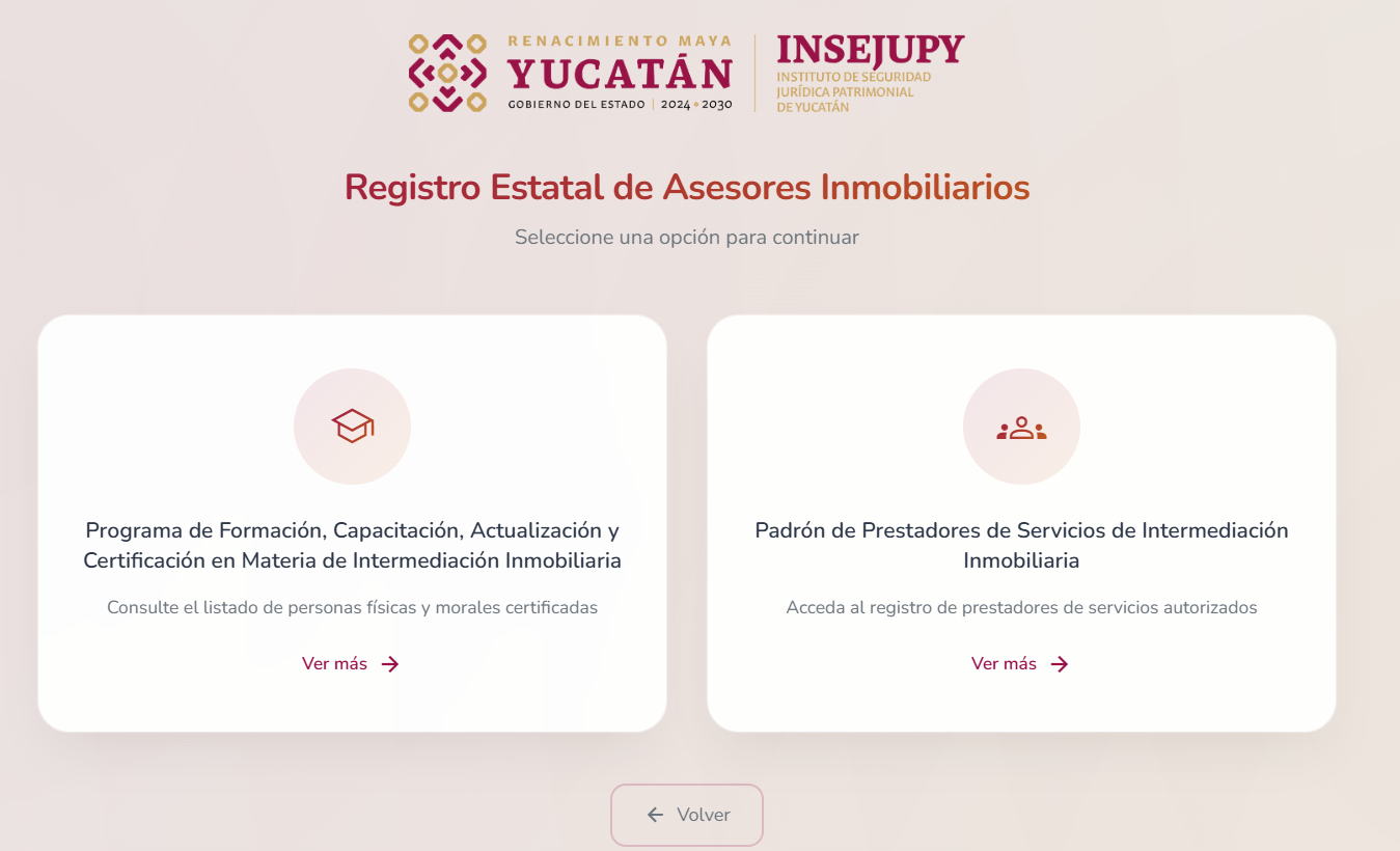 Registro Estatal de Asesores Inmobiliarios del INSEJUPY con acceso al padrón de prestadores